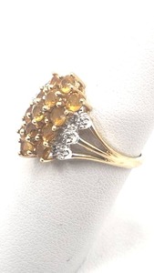 lot 39 image: Beautiful Vintage Citrine and Diamond Ring set in 10k Gold - Size 7