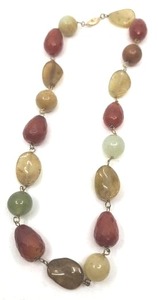 lot 46 image: Chunky 14k and Quartz Bead Necklace - 18 - 67.60g