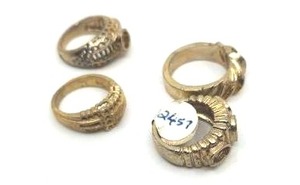 lot 53 image: Retired Jewelry Makers Lot #1 - 4 Gold Ring Blanks - 1 Stamped 14K - 32.19g
