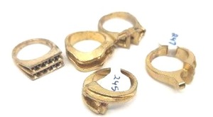 lot 57 image: Retired Jewelry Makers Lot #5 - 5 Gold Ring Blanks - 1 Stamped 14K - 34.46g
