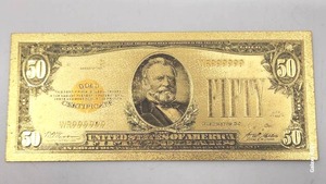 lot 210 image: 24K $50 Gold Certificate - 5.25 grams