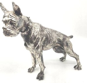 lot 207 image: Cool .999 Silver Boxer Bulldog Sculpture - 1214 grams