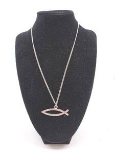 lot 242 image: Silver-Tone Christian Ichthys Fish Pendant Necklace