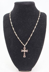 lot 243 image: Sterling Silver & Diamond Cross Necklace