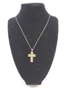 lot 244 image: Sterling Silver & Gold-Toned Cross Christian Necklace