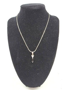 lot 249 image: Sterling Silver, Cubic Zirconia and Garnet Pendant Necklace