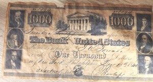 lot 222 image: 1840 Bank of the United States $1000 Note (Read Description)