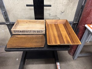 lot 56 image: Three Wooden Trays - Includes Threshold and Vintage Hasko