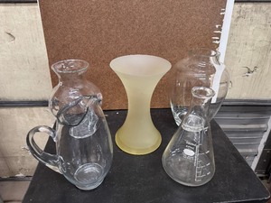 lot 59 image: Three Beautiful Large Glass Vases and a Glass Pitcher