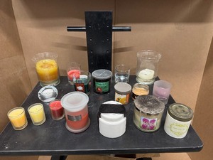 lot 83 image: Scented Candles Yankee Candle, Illume, Boulangerie, Soy Candles, Christmas Candles and Glass Candleware