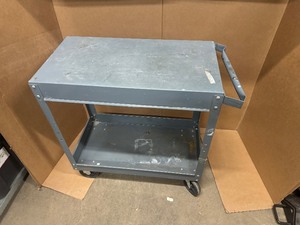 lot 9 image: Metal Rolling Task Cart. 30 (33 with handle) x 16 x 32.5