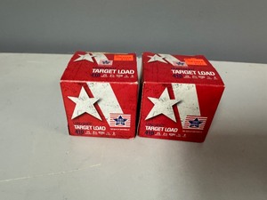 lot 19 image: 410 Shot Gun Shells 2 12 9 Shot Target Load. Two Boxes.  25 per Box.