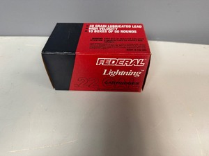 lot 21 image: Federal High Velocity 22 Long Rifle Ammunition. 10 Boxes. 50 per Box.