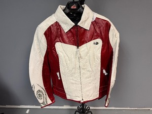 lot 30 image: Red & White Leather Jacket. Hein Gerick - Womens Size 14