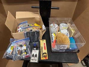 lot 96 image: Two Boxes of Art Supplies - Paints, Colored Pencils, Calligraphy Pens and Ink, Painters Tools and more