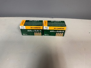 lot 16 image: 30 Carbine FMJ Lellier & Bellot Ammunition.  Two Boxes. 50 Rounds per Box