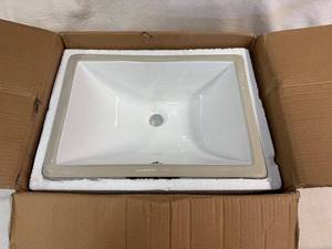 lot 116 image: Rectangular White Ceramic Sink (16.5 x 12 )In Original Box, Appears Unused.