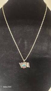 lot 32 image: 24 Silvertone Harley DavidsonAmerican Flag Pendant Necklace
