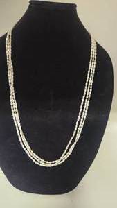 lot 49 image: 14k and Freshwater Pearl Triple Strand Necklace w 36 Gold Beads - 32 - 42.79g