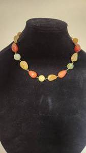lot 89 image: 14k and Chunky Gemstone Necklace 18