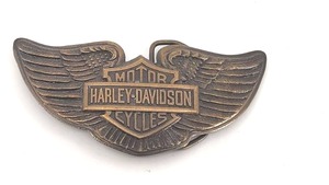 lot 2 image: Vintage Brass Harley Davidson Belt Buckle