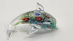 Beautiful Vintage Millefiore Glass Dolphin Paperweight
