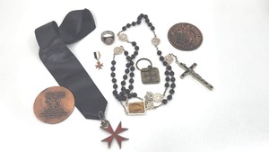 lot 109 image: Lot of MasonicKnights Templar Items including Sterling Silver