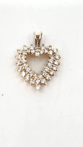 lot 116 image: Very Pretty 14k over Sterling Heart Pendant w 40 Stones
