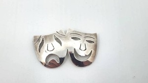 lot 119 image: Vintage Taxco Mexico Comedy & Tragedy Sterling Silver Pin