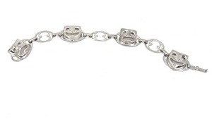 lot 123 image: Vintage Sterling Silver Comedy & Tragedy Bracelet - 7.5