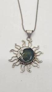 lot 132 image: Very Cool Artisan Handmade Mexico Sun and Moon Sterling Silver Necklace - 18