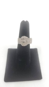 lot 147 image: Nice Sterling Silver and Pave Diamond Belt Buckle Ring - Size 5.75