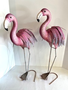 lot 15 image: Pair of Vintage Metal Flamingo Lawn Ornaments