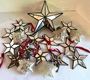 lot 44 image: Collection of Assorted Mirror Star Ornaments and Glass Holiday Stars