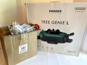 lot 47 image: Krinner Tree Genie L Christmas Tree Stand and 100 Clear Twinkling Star Lights