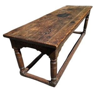 RESERVE HAS BEEN REMOVED!!! Antique English Oak Wood Trestle Farmhouse Table with Worn Patina Circa 1650