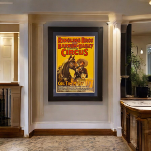 lot 17 image: HUGE 1930s Ringling Bros. and Barnum & Bailey Circus Poster  Col. Tim McCoy  Original Framed Advertising in a Premium Frame w Glass 52 x 38 VIDEO