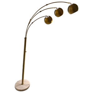 lot 23 image: Modern Triple Arc Floor Lamp  Gold Tone with White Marble Base