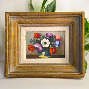 lot 20A image: Vintage,  Original Signed Oil Painting - Floral Still Life in 8x7