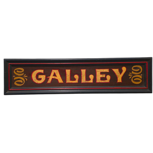 lot 21A image: Vintage Hand-Painted Galley Wooden Sign with Gold Gilt Lettering  30 x 7.25