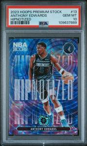 lot 8 image: ANTHONY EDWARDS 2023 NBA HOOPS PREMIUM STOCK HIPNOTIZED #13 GEM MT 10 109637889