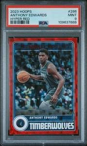 lot 11 image: ANTHONY EDWARDS 2023 NBA HOOPS HYPER RED #286 MINT PSA 9 109637888