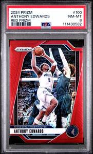 lot 17 image: ANTHONY EDWARDS 2024 RED PRIZM 148299 #100 NM-MT PSA 8 111430582