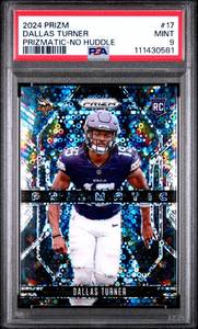 lot 16 image: DALLAS TURNER 2024 PRIZMATIC-NO HUDDLE ROOKIE CARD #17 MINT PSA 9 111430581