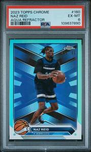 lot 19 image: NAZ REID 2023 TOPPS CHROME AQUA REFRACTOR 093199 #160 EX-MT PSA 6 109637890