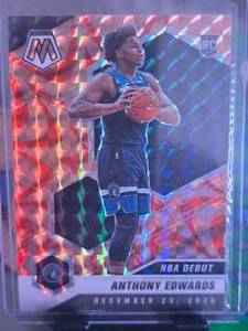 lot 60 image: ANTHONY EDWARDS 2020-21 PANINI MOSAIC REACTIVE ORANGE NBA DEBUT ROOKIE CARD