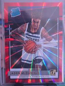lot 55 image: JADEN MCDANIELS 2020-21 PANINI DONRUSS RATED ROOKIE RED LAZER 4399