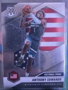 lot 111 image: ANTHONY EDWARDS 2020 PANINI MOSAIC NATIONAL PRIDE ROOKIE CARD