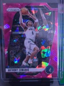 lot 116 image: ANTHONY EDWARDS 2024 PANINI PRIZM PINK CRACKED ICE