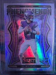 lot 61 image: JJ MCCARTHY 2024 PANINI SELECT PHENOMENON SILVER PRIZM ROOKIE CARD